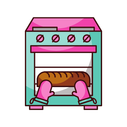 Graphic oven with mitts